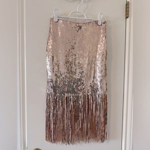 Hidden Label Rose Gold Sequin Tassel Skirt